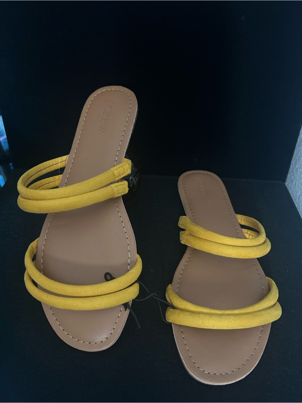 New - J. Crew Factory Strappy Slide Yellow Golden Straw Flat Slip On Sandals